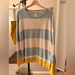 Caslon Women's Sweater in Blue, Cream, and Yellow